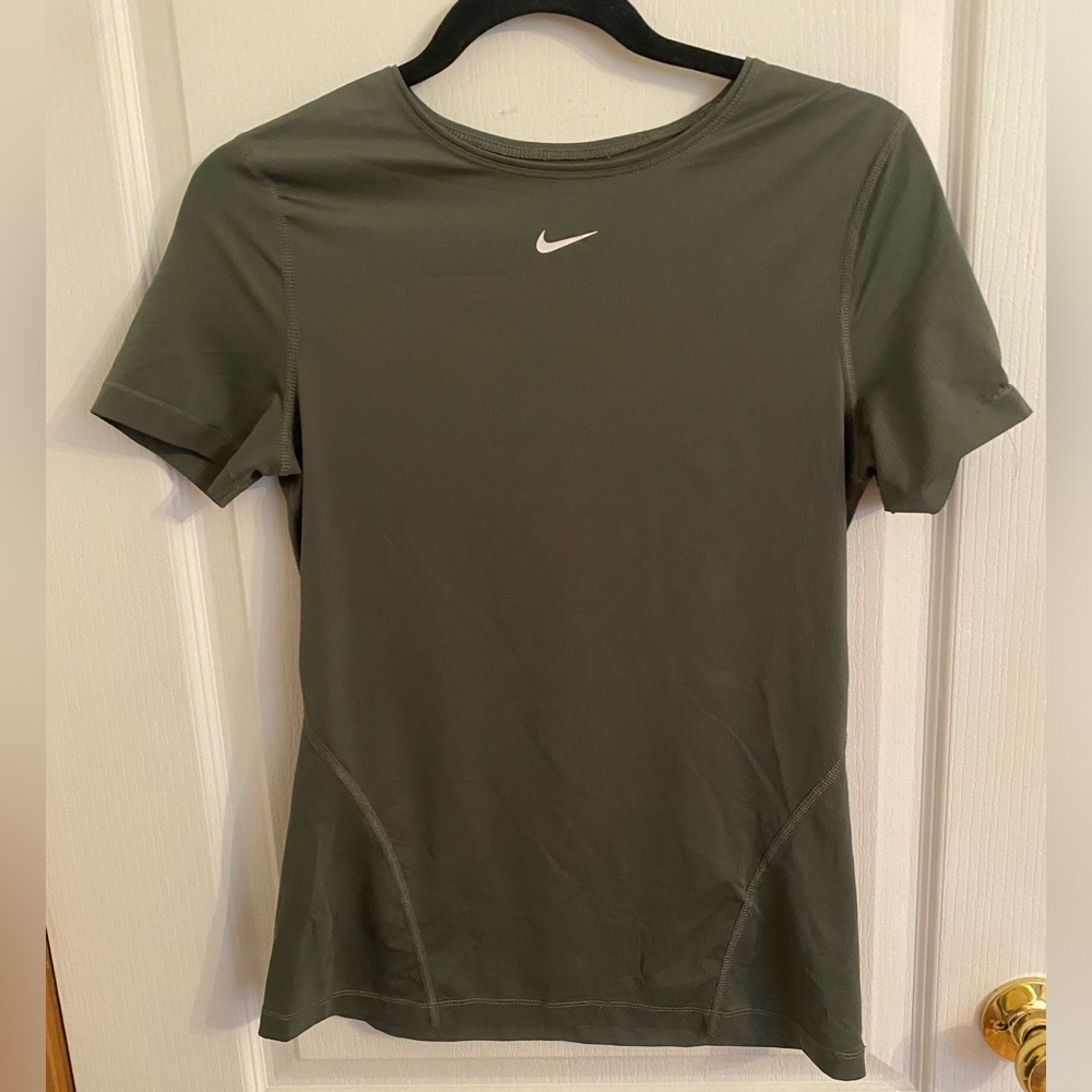 Nike Olive Green Performance Short Sleeve Top